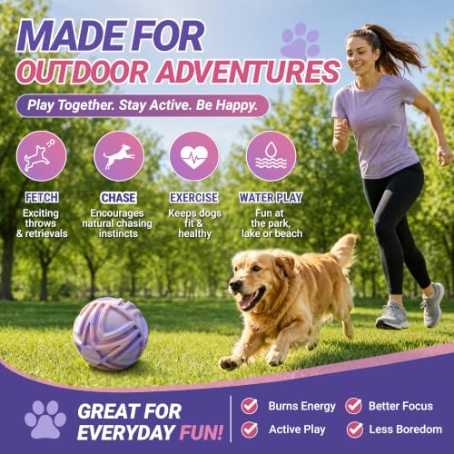 Dog Ball for Large Dogs, 7-Inch Floating Fetch Ball, Pink Ombre - color: Pink & Purple Ombre