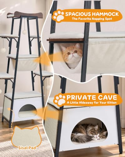 74 in Modern Cat Tree Tower Heavy Duty Metal Frame - color: Green, size: 74" H