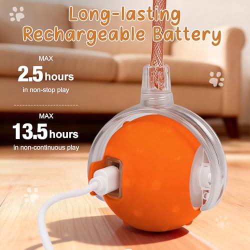 Interactive Cat Ball Toy, Motion Activated Electric Rechargeable Cat Toy - color: Orange