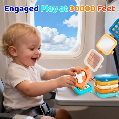 Portable Travel Toys for Baby 6-18M: 5 Foldable Cubes 7 Activity Panels