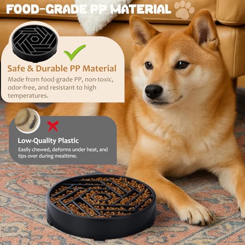 WHIPPY Slow Feeder Dog Bowl, Puzzle Maze Design to Slow Down Eating, 3-Cup Capacity, Anti-Gulping Food Bowl for Medium & Large Dogs,Black - color: black