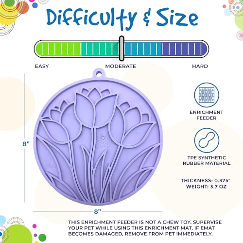 SodaPup Tulip eMat – Durable Enrichment Feeder Made in USA from Non-Toxic, Pet-Safe, Food Safe Rubber for Mental Stimulation, Avoiding Overfeeding, Fresh Breath, Digestive Health, Calming, & More - color: Tulip eMat Pastel Purple