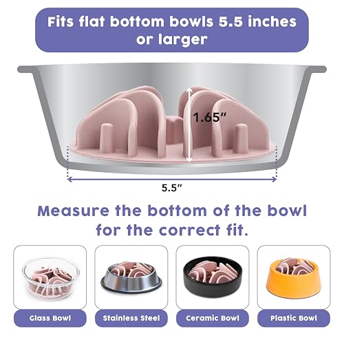Great Vibes - Silicone Slow Feeder Insert for 6 Inch+ Dog Bowl (Mauve) - color: Mauve