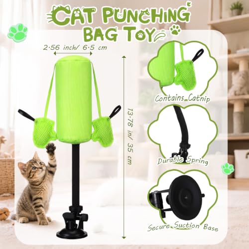 1 Pcs Cat Punch Bag Toy Suction Cup Base Catnip,Neon Green - color: Neon Green