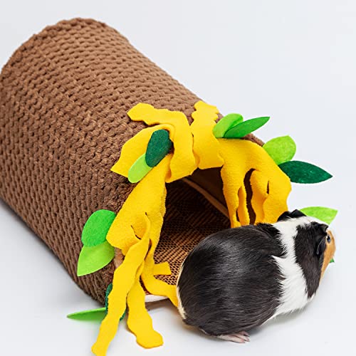 PAWNISAW Guinea Pig Hideout, Washable Fleece Tunnel House & Cage Tube - color: Brown