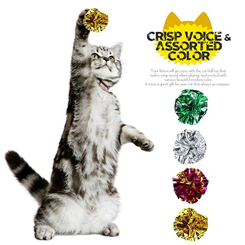 25 Pack Crinkle Balls Cat Toys for Cats - Original Mylar Crinkle Balls (Random Color)