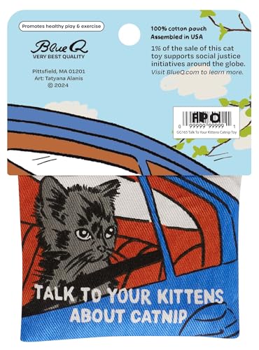 Blue Q Catnip - Cute Cat Toys for Biting w/Funny Graphics - Talk to Kitten - color: Talk to Your Kittens About Catnip