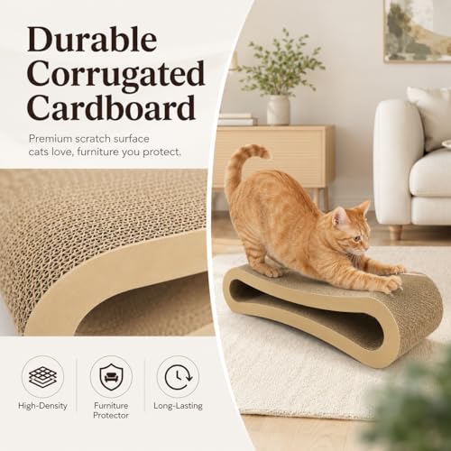Simple Deluxe 3 in 1 Cat Scratcher Cardboard, Cat Scratching Board Furniture Protector, Cats Scratching Post, Cat Beds for Indoor Cats, Infinity Shape, X-Large - color: 3 IN 1 Infinity X-Large