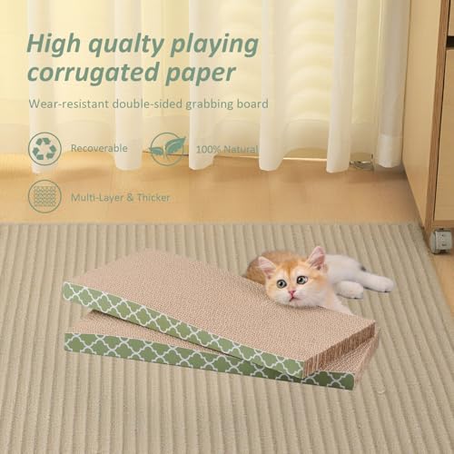 Cat Scratcher Cardboard Scratching Pads Scratch with Catnip 2PCS Reversible Corrugated Cardboard - size: M-2PCS