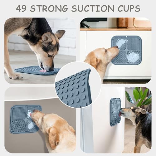 ChefAide 2 Pack Lick Mat for Dogs, Cats & Puppies with Suction Cups - color: Blue & Beige