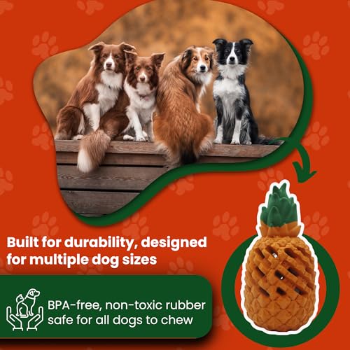 Pineapple Dog Toys for Large Dogs and Aggressive Chewers - Indestructible Chew Toy for Puppy Training - Small Medium Dogs - Tough Dog Toy Teething Relief