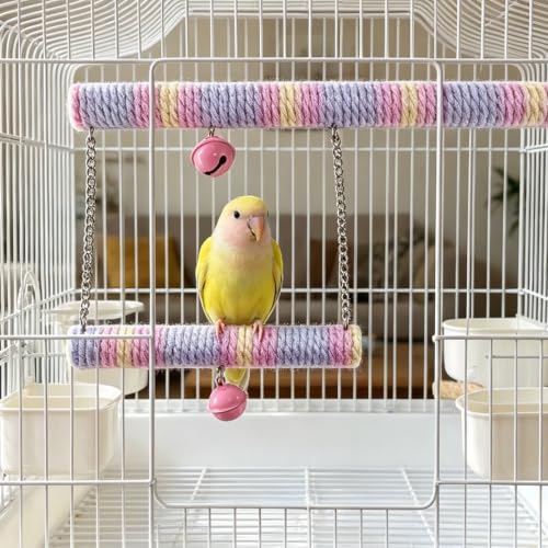 Hang a Bird Rope Perch, use a Bird Swing in the cage, and a Swing