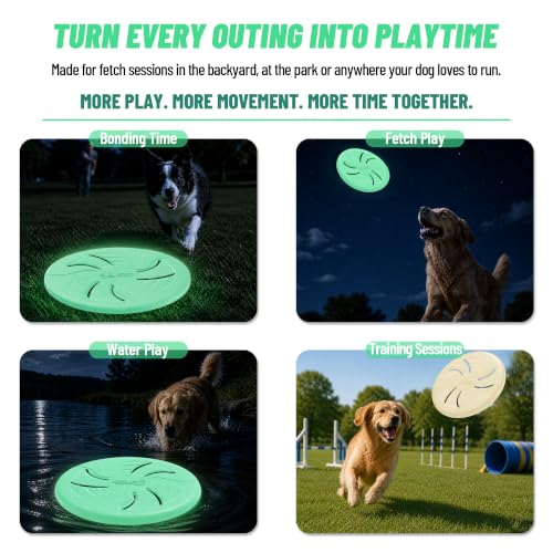 Dog Flying Disc, Flexible TPR Dog Fetch Toy, 9.06 inch, Glow - color: Glow, size: Large