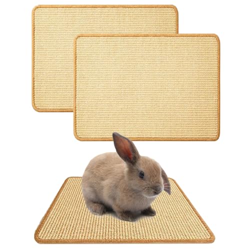 2PCS Rabbit Scratch Mat, Natural Bunny Pad Claws and Teeth Care, 16x12 - size: 16"x12"