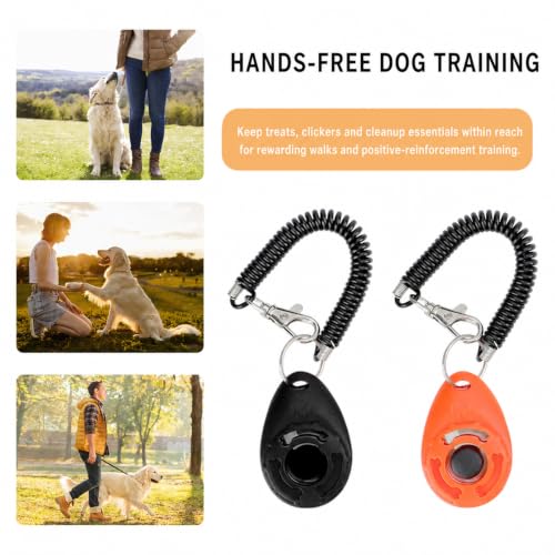 Dog Treat Pouch for Pet Training Kit, 3-Way Wear Bag with 2 Clickers & Bowl - color: Black