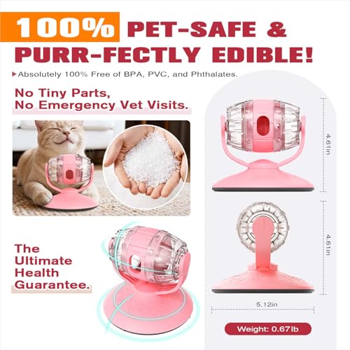 Cat Slow Feeder Toy, Interactive Cat Toy, cat treat dispenser toy(Pink) - color: Pink
