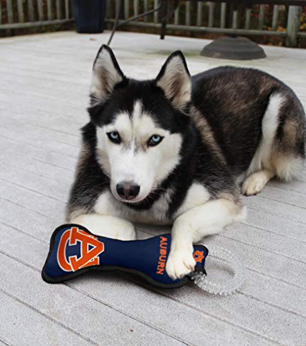 Pets First NCAA Auburn Tigers Dental Dog TUG Toy with Squeaker. Tough PET Toy for Healthy Fun, Teething & Cleaning Pets Teeth & Gum - color: Auburn Tigers