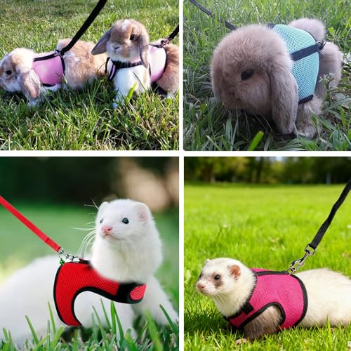 Rabbit Harness with Leash Set Escape Proof, Soft Bunny Mesh Vest Black XL - color: Black, size: XL (Neck:7"-11.5" Chest:9.8"-15.7")