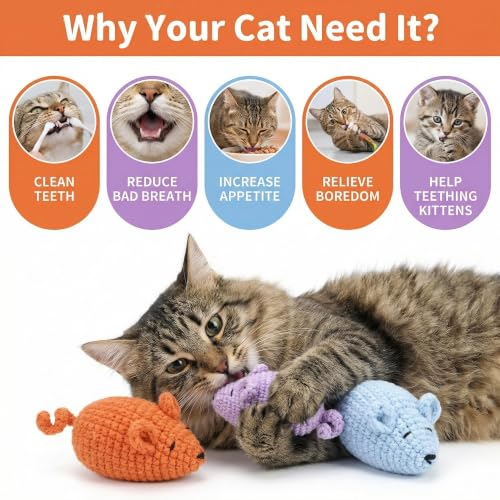 Cat Toys Mice, Catnip Toys Mouse for Indoor Cats, 3 Pcs - size: set2