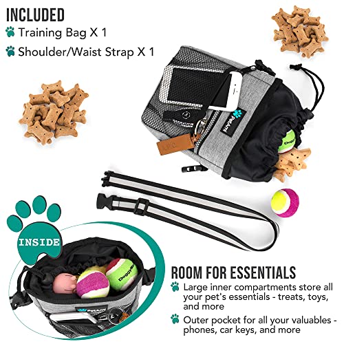 PetAmi Hands Free Dog Treat Pouch for Training and Walking, Gray - color: Heather Gray