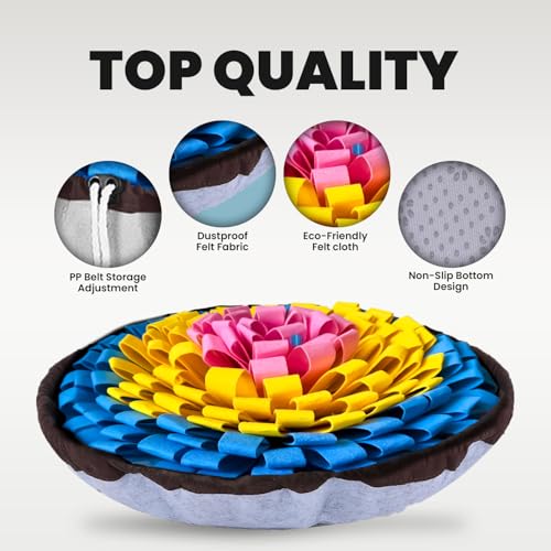 PET ARENA Adjustable Snuffle Mat Dog Puzzle Toy for Slow Feeding - color: Pink Yellow Blue