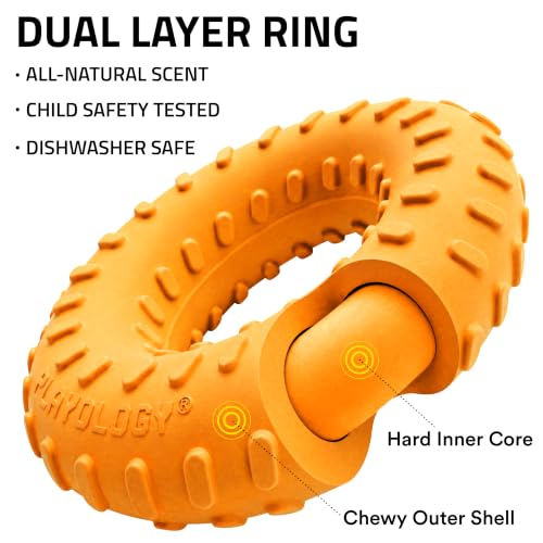 Playology Dual Layer Ring Dog Toy for Aggressive Chewers, Cheddar Scent - size: Jumbo, style: Cheddar Cheese