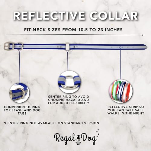 Regal Dog Products Reflective Dog Collar, Durable Metal Buckle, Small Blue - color: Blue, size: Small