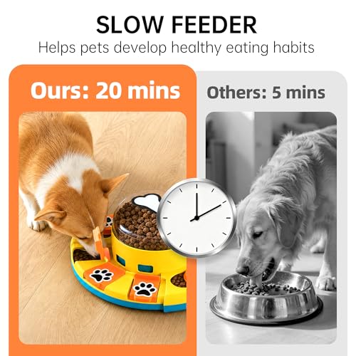 Dog Puzzle Toy 2 Levels, Slow Feeder, Pup Food Treat Feeding Dispenser for IQ Training and Entertainment for All Breeds,Blue with Pattern - color: Blue with Pattern