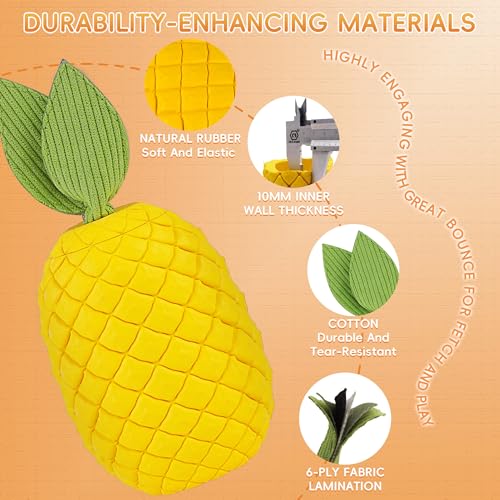 Pineapple Dog Toy for Aggressive Chewers, Tough Rubber - size: Large