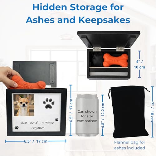 OtterPets Small Dog Urn for Ashes 4 Customizable Displays Ink Paw Print Kit - color: Black Small
