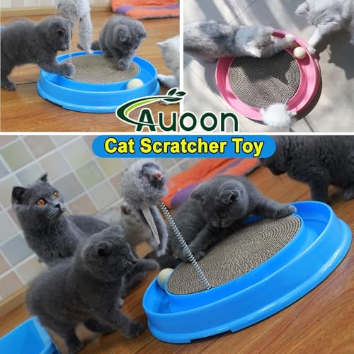AUOON Cat Scratcher Toy with Ball Track for Indoor Cats and Kittens, Gray - color: Gray