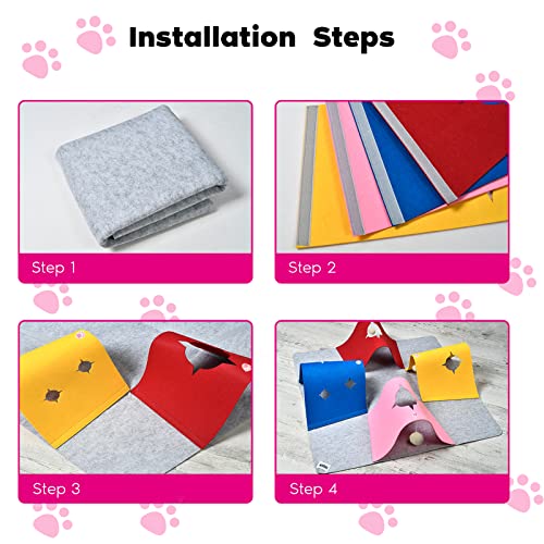 4-Way Cat Tunnels for Indoor Cats, Interactive Toys with Plush Ball - color: Multi-Color with Plush Ball