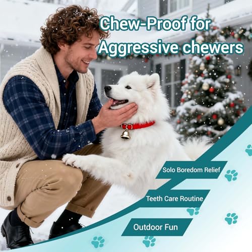 Natural Rubber Indestructible Dog Chew Ring Toys, Interactive Dog Toys for Aggressive Chewers,Dental Teething Training Toys with Textured Nodules, Durable Pet Dog Toy for Boredom (Blue)