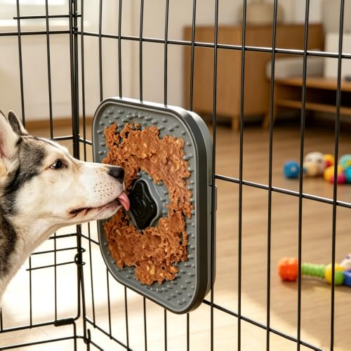 1 Pack 2-in-1 Dog Lick Mat with Twist Lock, Slow Feeder Lick Pad for Crate Mount & Floor Use, Anxiety Relief Interactive Dog Toy for Pet Training