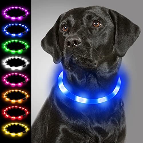 Joytale Light Up Dog Collar, LED Silicone Cut-to-Fit Rainproof, Blue - color: Blue