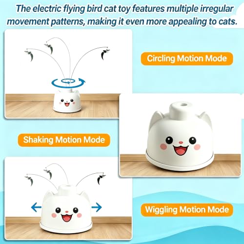 Interactive Cat Toys for Indoor Cats Toy Wand 360°Automatic Moving Cat Toys - color: White