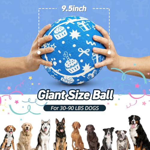 QDAN Dog Gifts, Puppy Dog Birthday Toys, Tennis Ball for Dogs, 9.5 Inch - color: Blue-gift