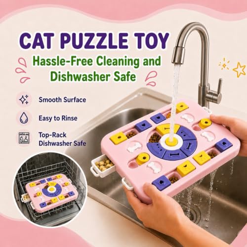 Interactive Cat Puzzle Toy, Maze Slow Feeder, 15.4 in - color: pink