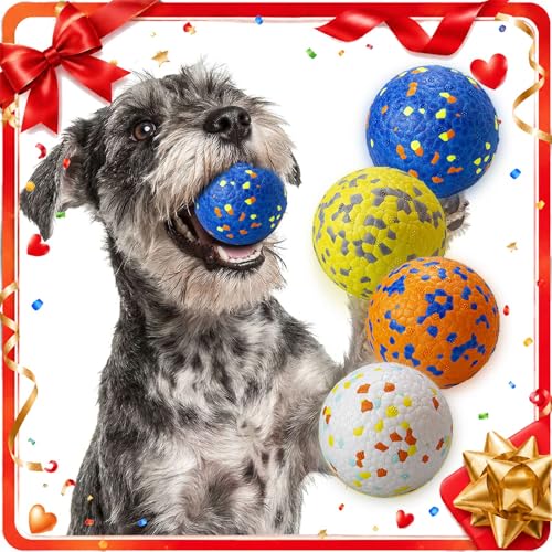 E-TPU Dog Balls, Tough High-Bounce Floating Fetch Toys, 2 Sizes - color: Blue, Orange, White & Yellow (4-Pack), size: Small (2.5" diameter)