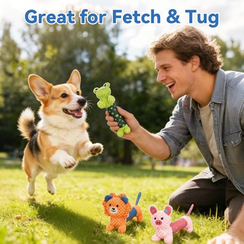 Squeaky Dog Toys for Small & Medium Dogs, Lion Rabbit Frog 3-Pack - color: Frog & Lion & Pig