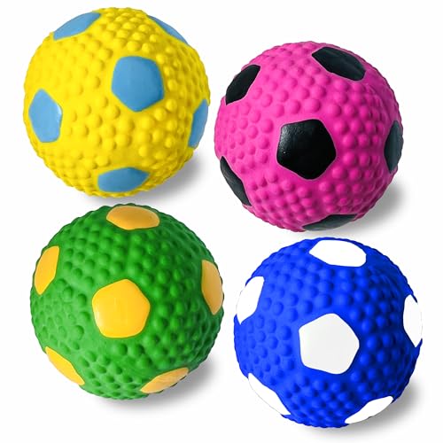 HOLYSTEED Squeaky Dog Toys for Medium Dogs, 2.6" Round Latex Soccer Balls - size: 2.6'' for M/L