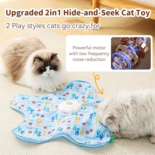 Interactive Touch Activated Hide and Seek Cat Toys for Indoor Cats, Blue - color: Blue