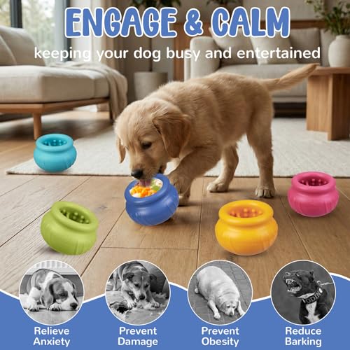 Wobbly Dog Enrichment Lick Toy, Stuffable Frozen Lick Bowl to Keep Dogs Busy, Long-Lasting Interactive Treat Dispensing Dog Toy, Silicone Fetch Catch Chew Toy(Dark Blue,S) - color: Dark blue, size: S