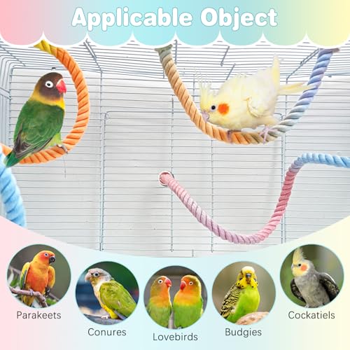 BNOSDM Bird Rope Perch 3 PCS Parakeet Climbing Toys Bendable Swing