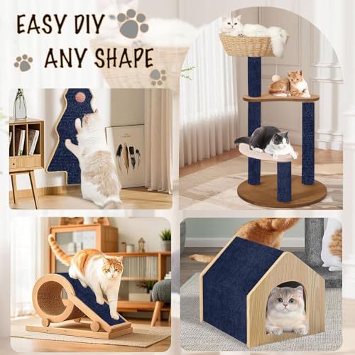 Self-Adhesive Cat Scratching Mat Couch Furniture Protector, Dark Blue - color: Dark Blue, size: 78.7"X15.8"