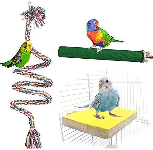 Litewoo 3PC Bird Perch Set Cage Rope Swing Climbing Toy for Parrot