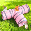 Rabbit Tunnels & Tubes Collapsible 3 Way Pink Grey - color: pink