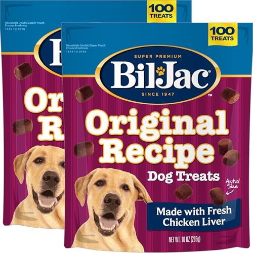 Bil-Jac Original Recipe Soft Dog Treats | Real Chicken Liver | 10 oz Resealable Bag (2-Pack) - size: 10 Ounce (Pack of 2)