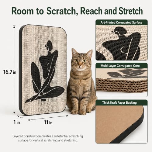 Cat Wall Scratcher, Art Cat Scratching Board for Indoor Cats - color: Silent Elegance
