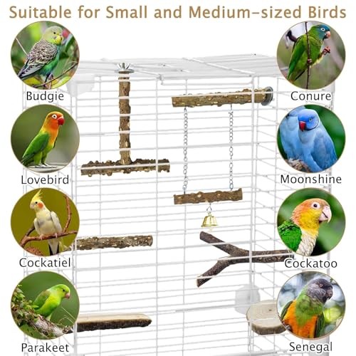kathson Natural Bird Perches Wood Bird Flat Perch Parrot Swing Parakeet Platform Chew Toys Paw Grinding Stick Cage Accessories Exercise Toy for Cockatiels Budgies Lovebirds Conures Finches